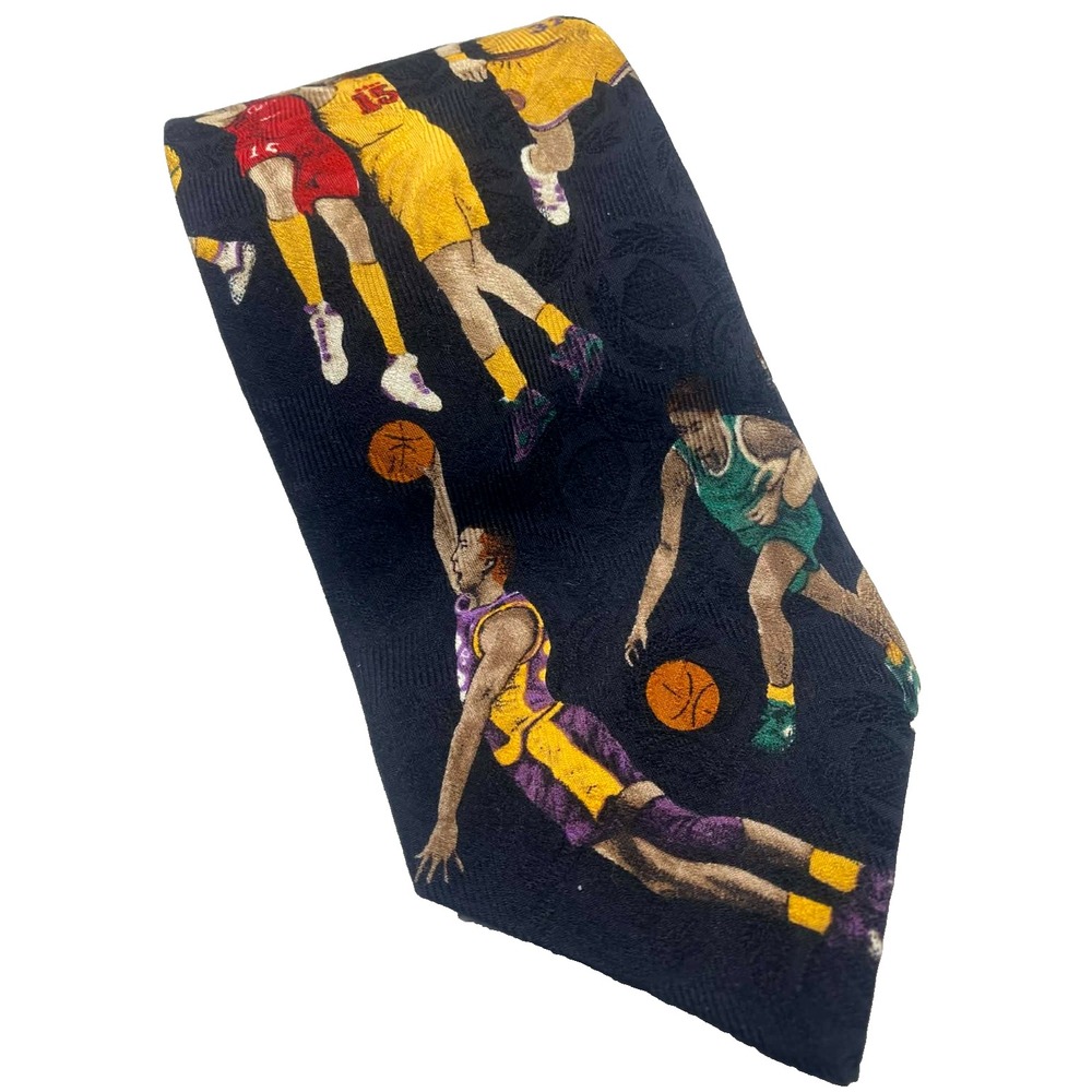 Vintage Robert‎ Talbott Silk Necktie Men's Basketball hand-painted Designer Tie